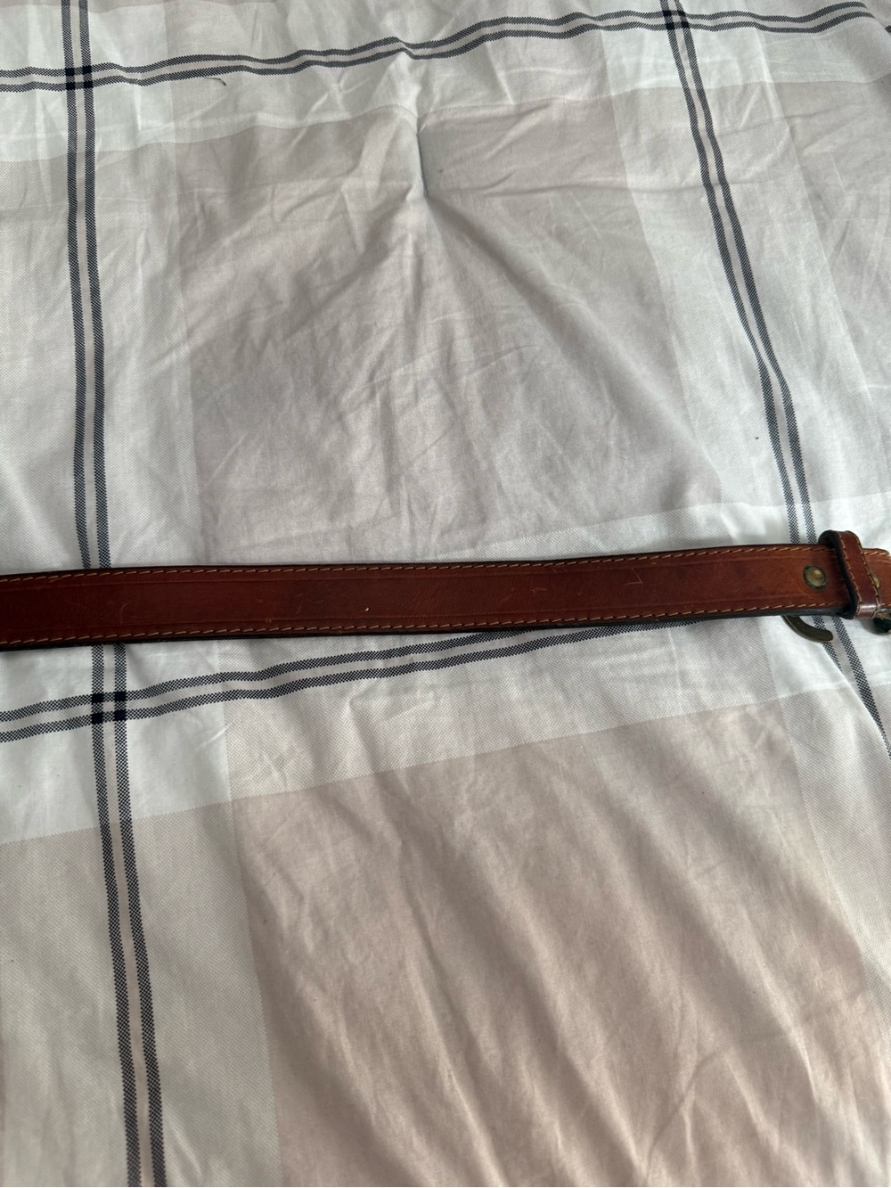 Vintage J.Crew Leather Belt Brass Anchor Buckle Cocoa Brown Sz S - Picture 3 of 5